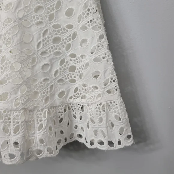 Gianni Bini Tammy V-Neck Flutter Short Sleeve Eyelet Cinched Tie Waist Mini Dres - Picture 7 of 10